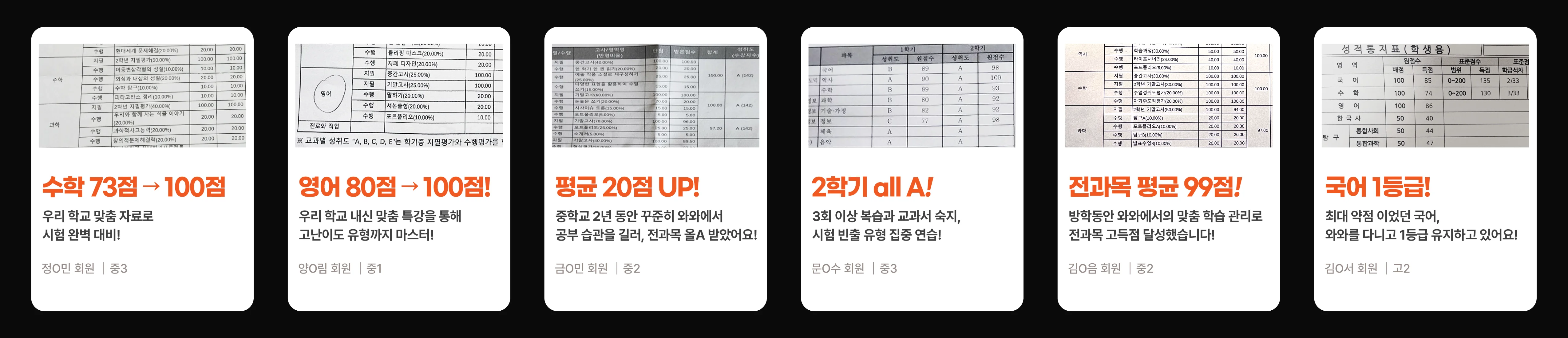 초지동 고2 영어학원 성적 향상 사례